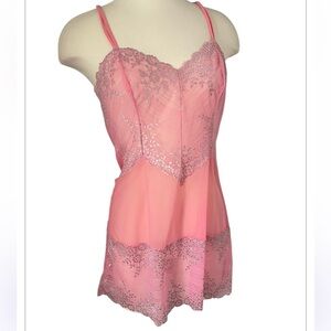 Wacoal Pink Chemise with Silver Lace